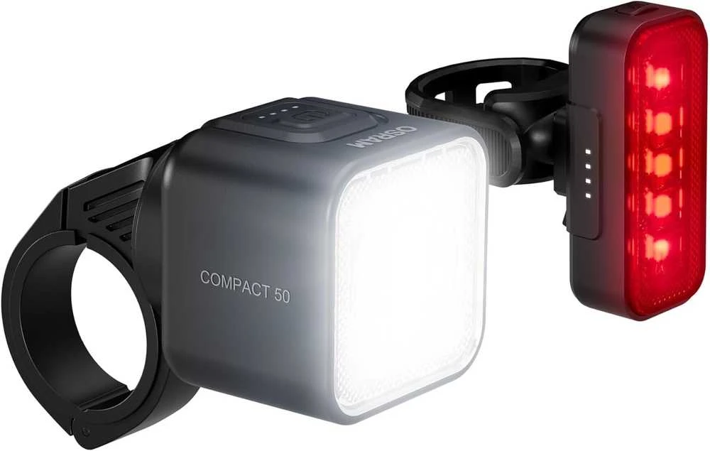OSRAM dviračio šviestuvų rinkinys LEDsBIKE COMPACT 50 SET, 50 lux, akumuliatoriniai, trys ryškumo režimai