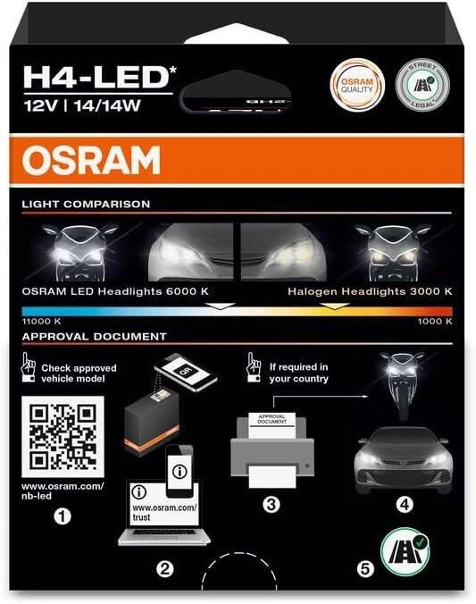 OSRAM H4 LED automobilio lemputės 14 W 12 V 6000 K NIGHT BREAKER LED SPEED 64193DWNBSP-2HB