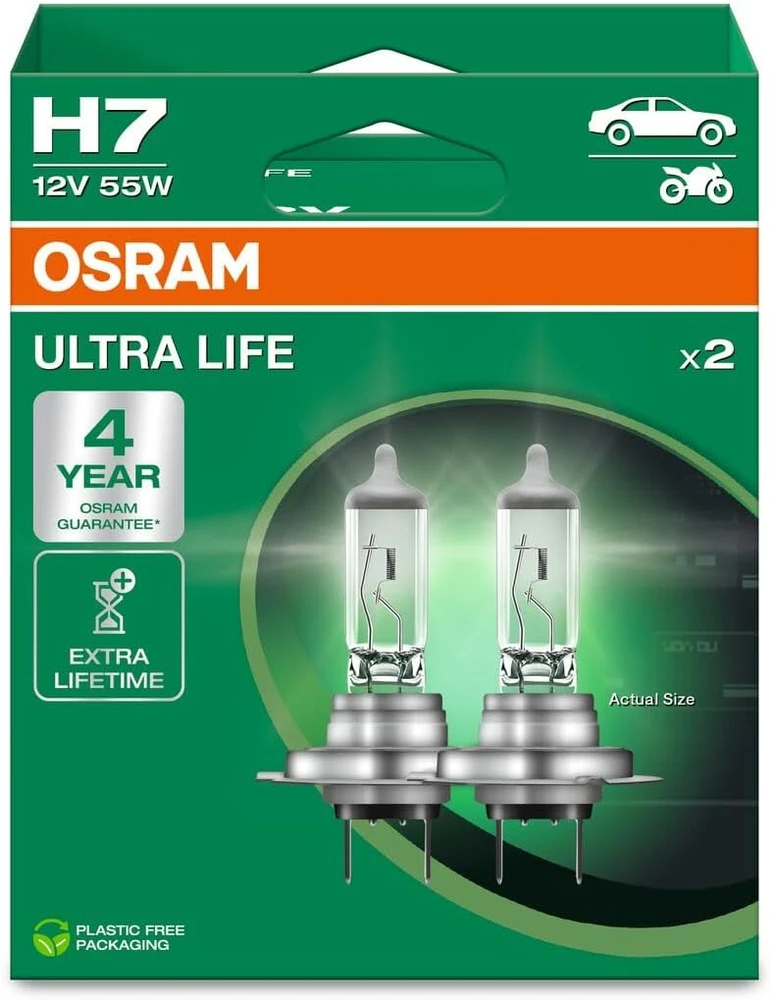 OSRAM Automobilinės lemputės ULTRA LIFE H7 55W 12V PX26D 2vnt