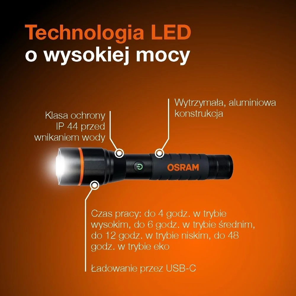 OSRAM įkraunamas LED inspekcinis žibintuvėlis 1200 lm, 6000 K, LEDIL432