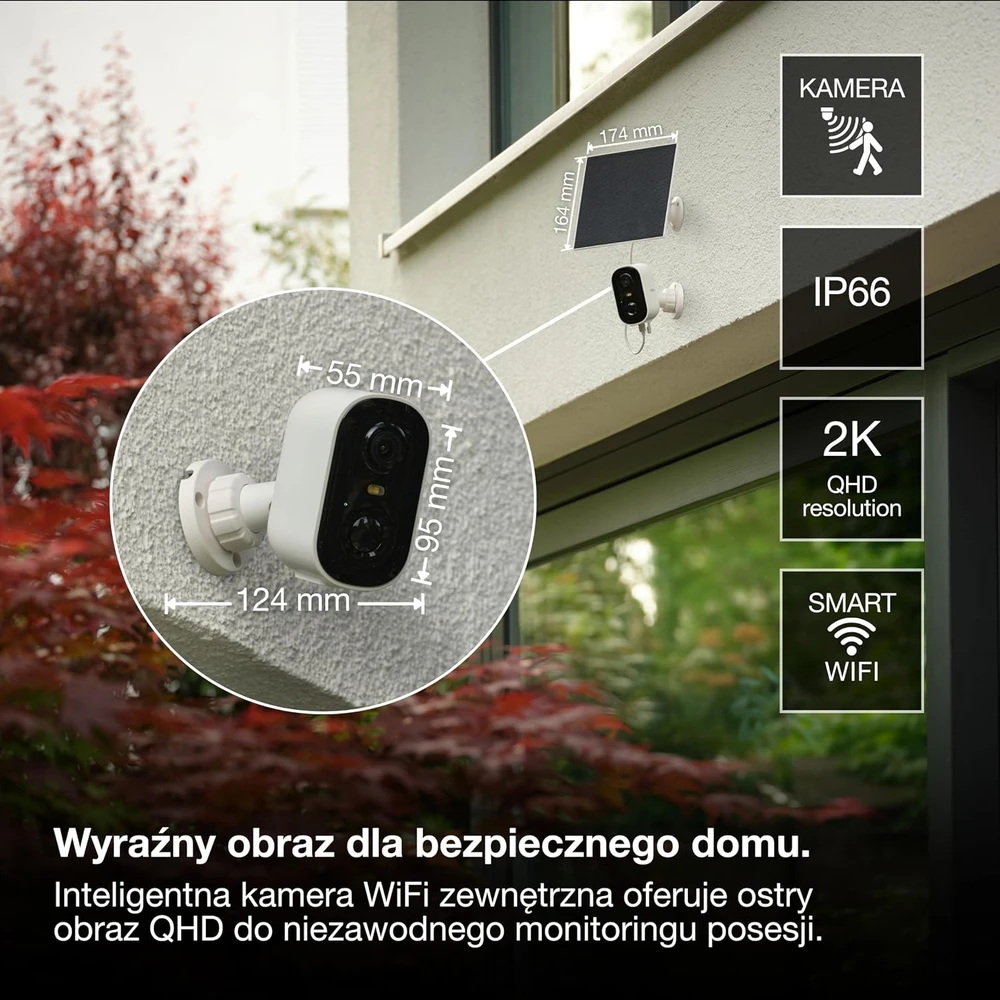 OSRAM lauko Wi-Fi kamera 1440p su saulės baterija 4058075850576