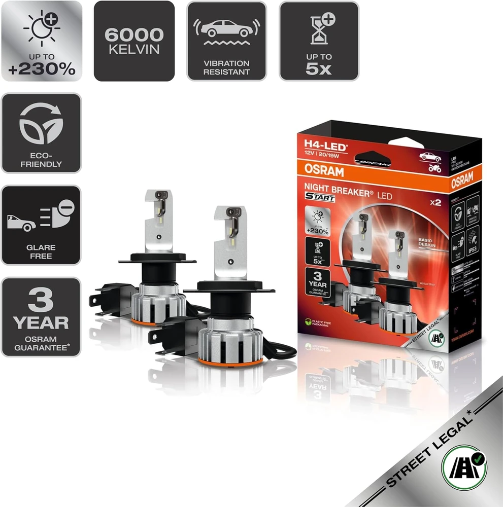 OSRAM LED automobilio lemputė H4 20 W 6000 K NIGHT BREAKER LED START 64193DWNBST-2HB