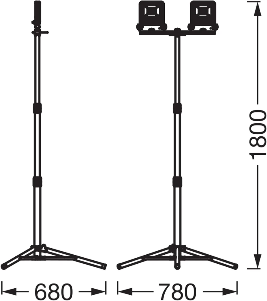 OSRAM LED darbinis prožektorius ant stovo su dviem galvutėmis, 2 × 50 W, 9000 lm, 4000 K, 4099854659638