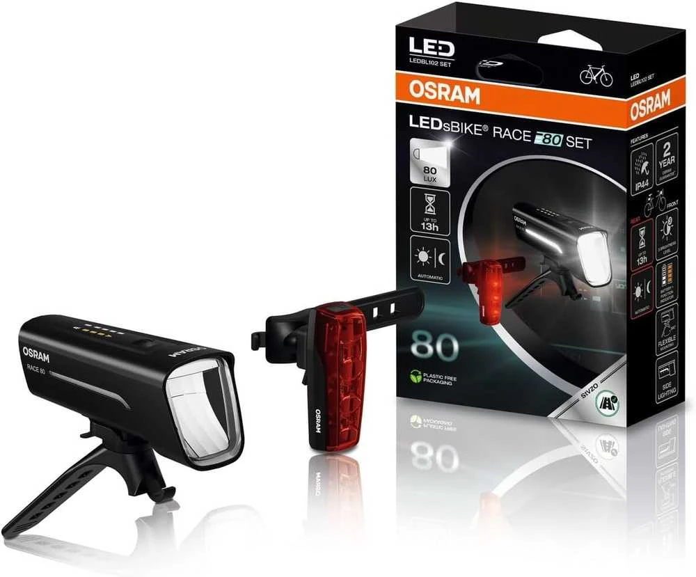 Dviračių žibintų rinkinys Osram LED, plastikas, juoda