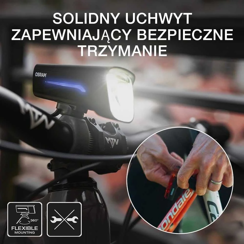 Dviračių žibintų rinkinys Osram LED, plastikas, juoda