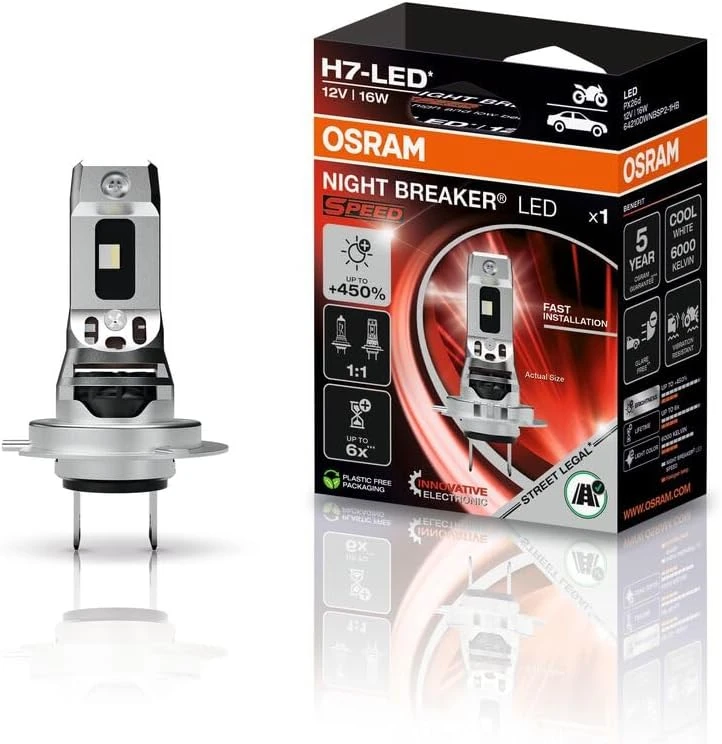 OSRAM motociklo LED lemputė H7 NIGHT BREAKER LED SPEED 450, 16 W, 6000 K, 64210DWNBSP-1HB-450