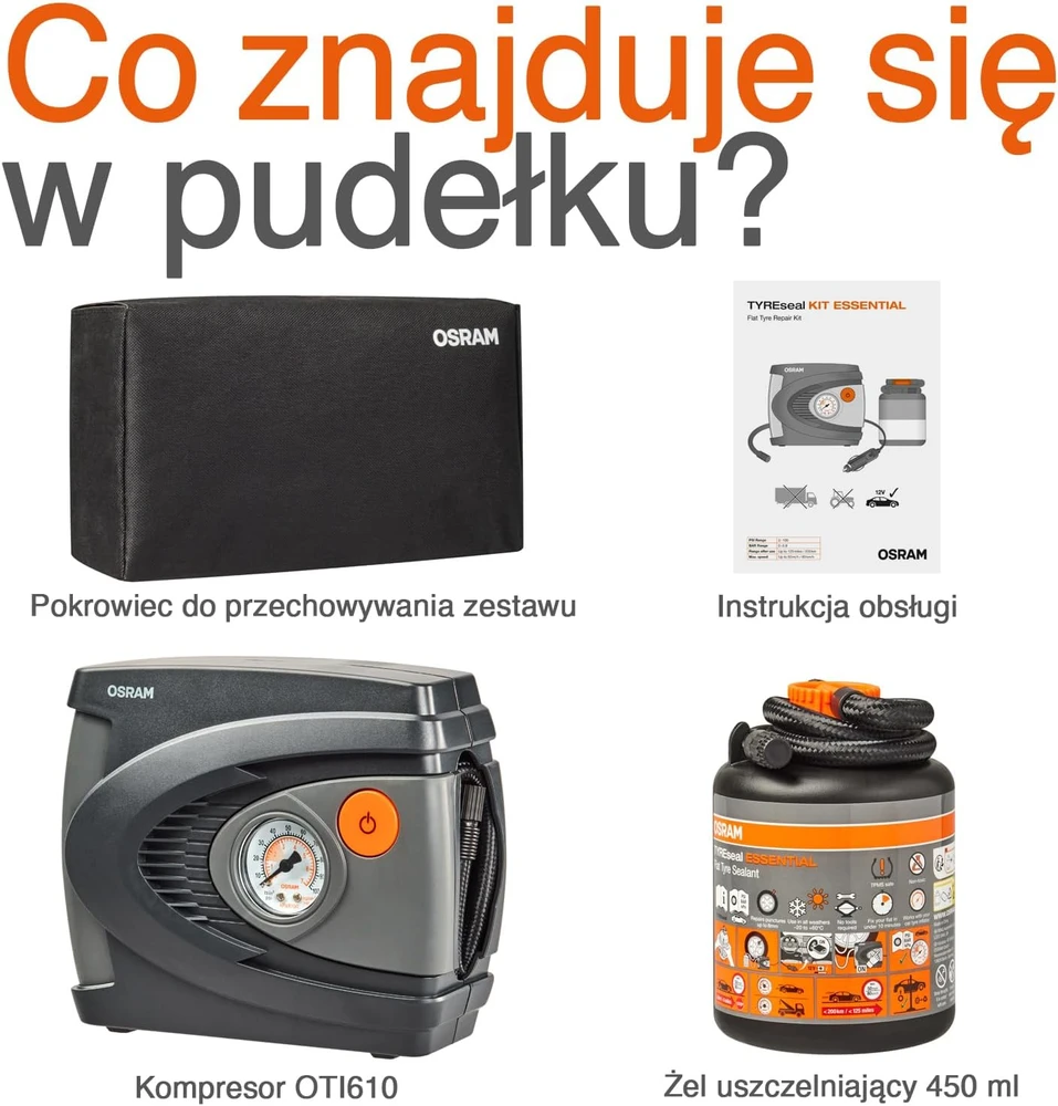 OSRAM TYREseal Kit Essential, skaitmeninis oro kompresorius