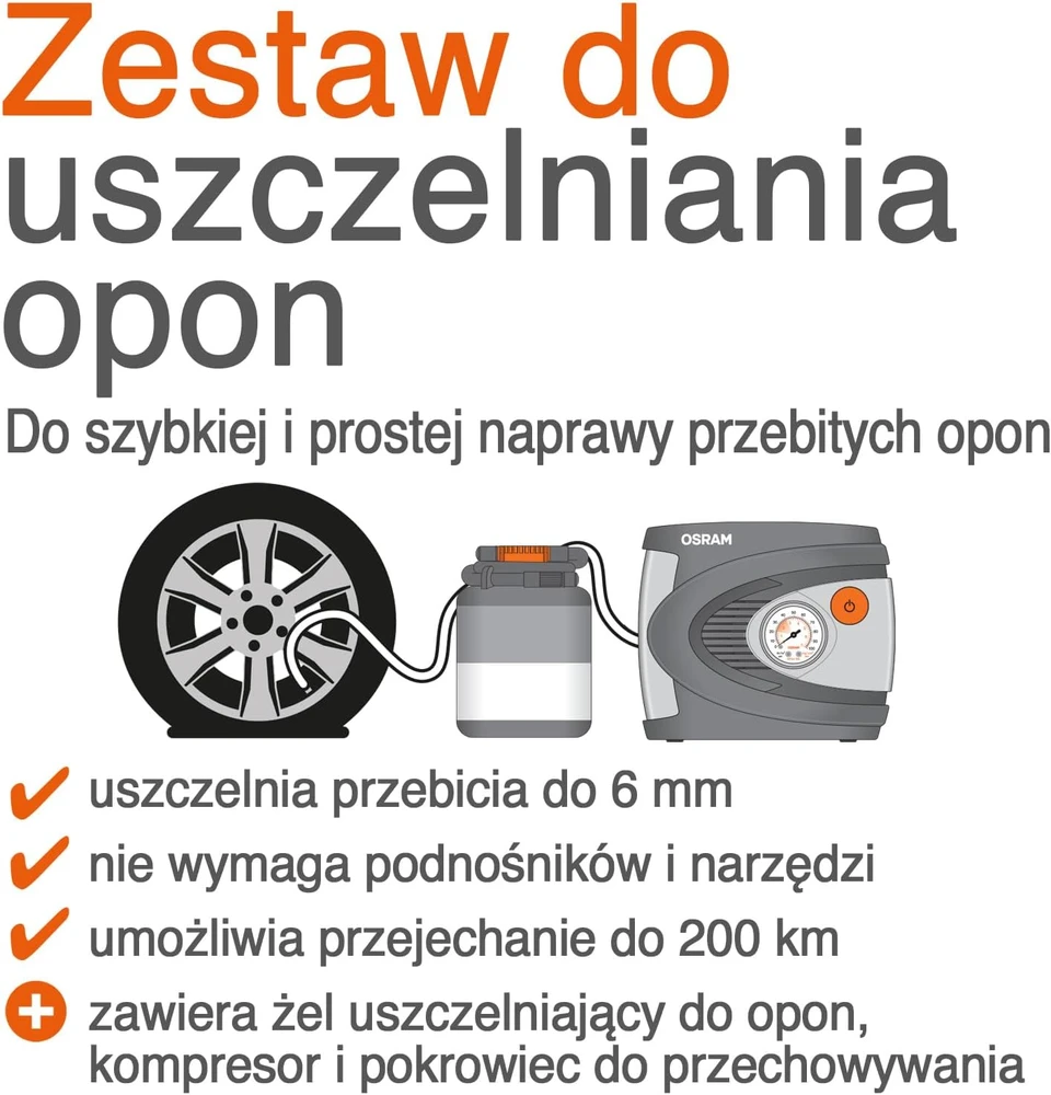 OSRAM TYREseal Kit Essential, skaitmeninis oro kompresorius