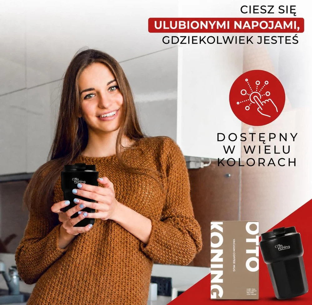 Otto Koning Terminis kelioninis puodelis 350 ml, sandarus, juodas