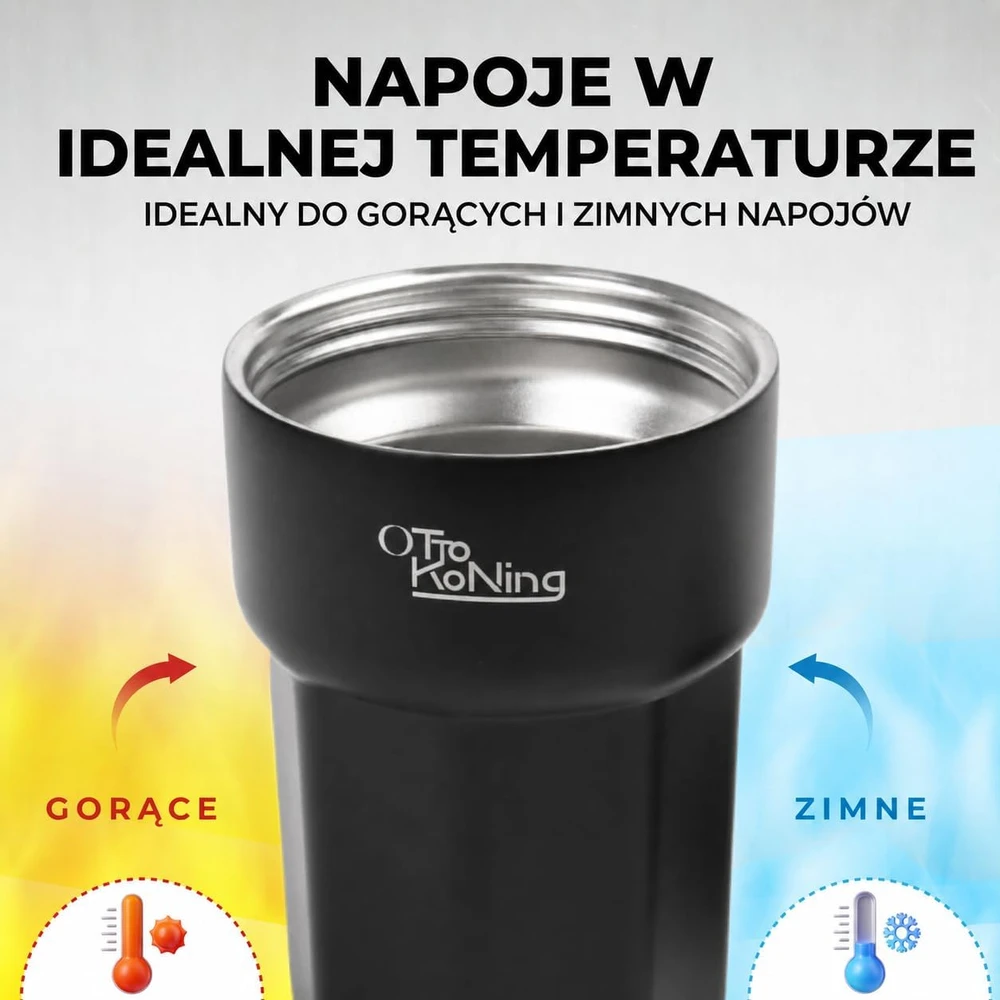 Otto Koning Terminis kelioninis puodelis 350 ml, sandarus, juodas