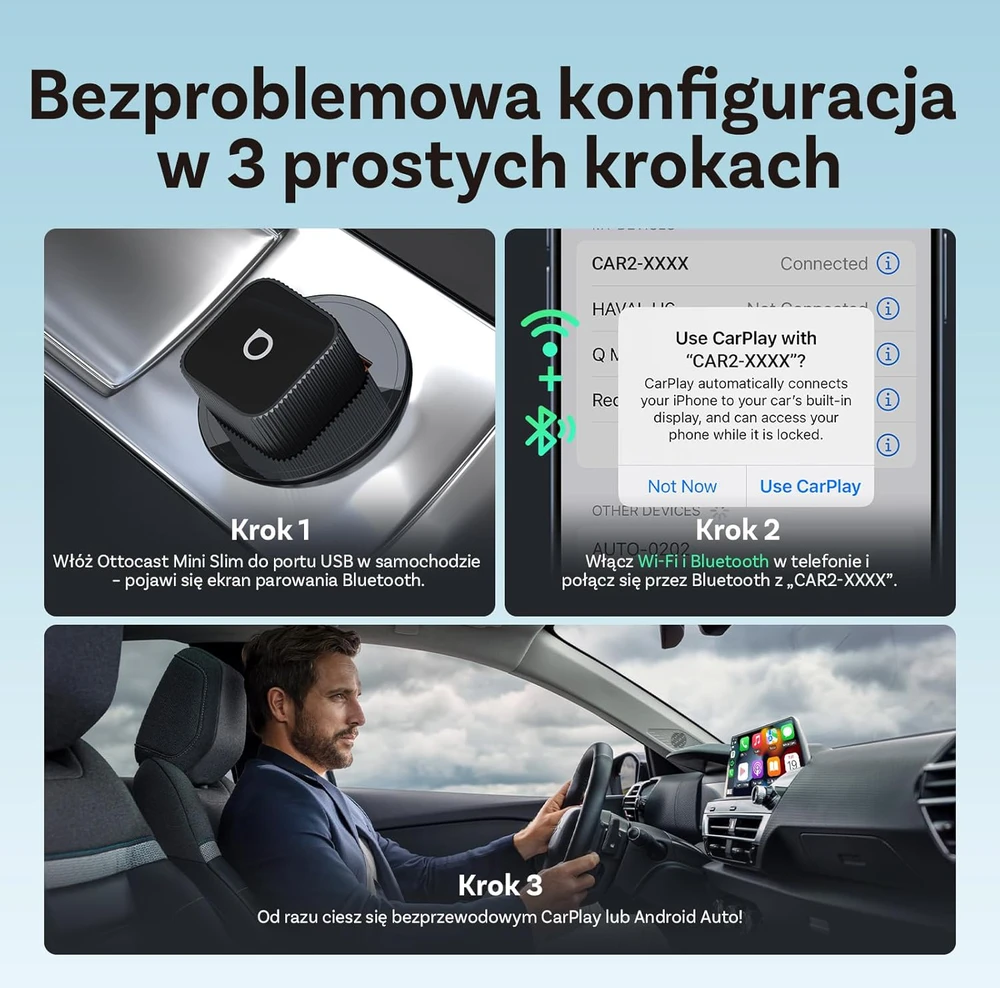 Wireless car adapter OTTOCAST Mini Cube T2 juodas