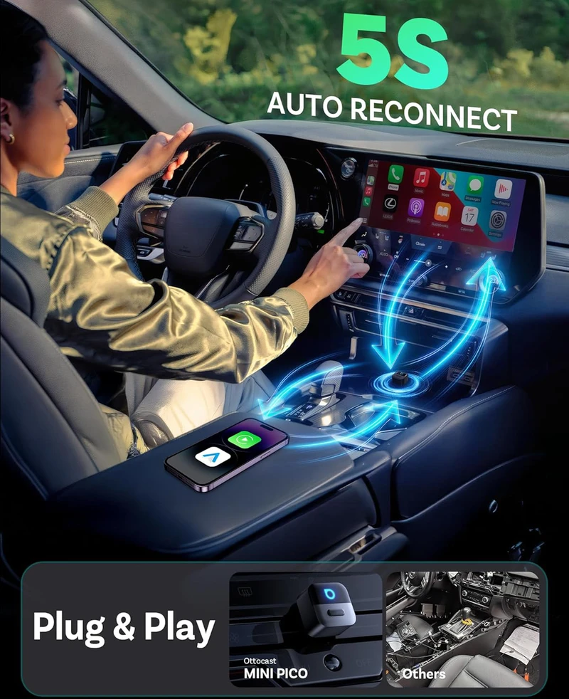 Wireless car adapter OTTOCAST CA525-T juodas