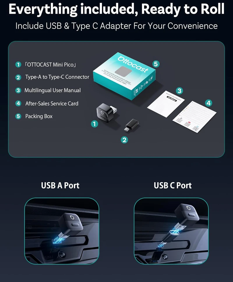 Wireless car adapter OTTOCAST CA525-T juodas