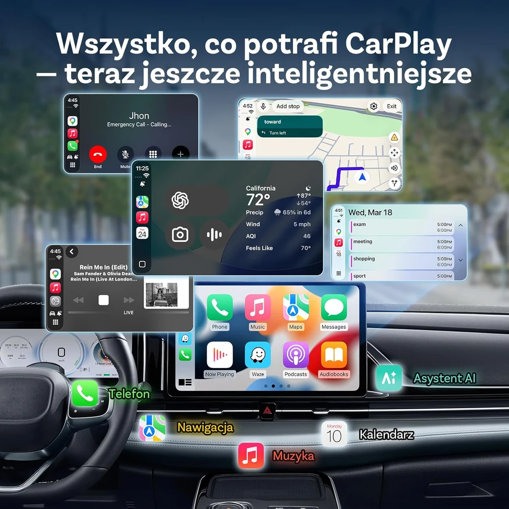 Ottocast bevielis CarPlay ir Android Auto adapteris, USB-A/USB-C, 2.4G+5G Mini Cube, modelis 2026