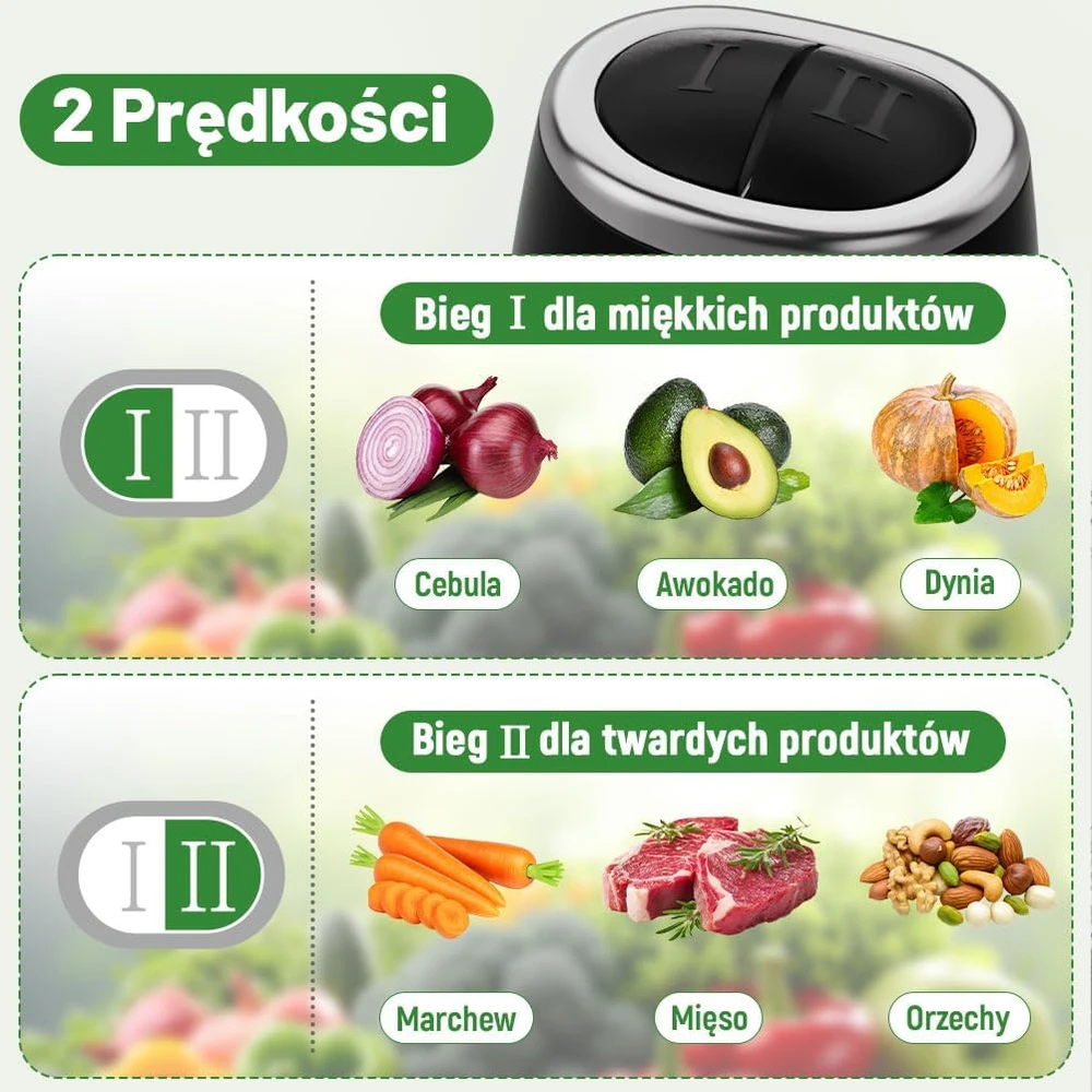 OUSFOT elektrinis maisto smulkintuvas, 1,8 l stiklinė talpa, 500 W, 2 greičiai, Y-JR76