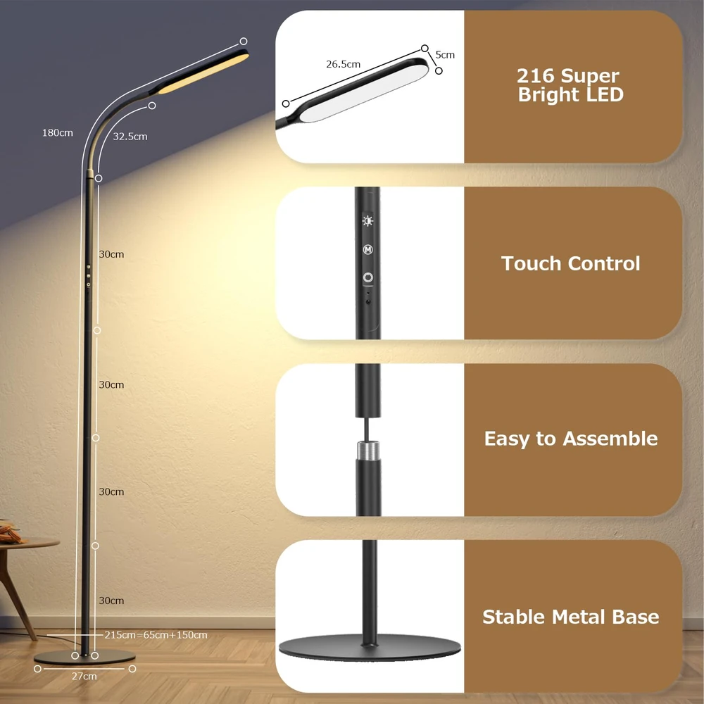 OUSFOT LED grindinis šviestuvas 15 W, 170 cm, reguliuojamas, BZS-HB20