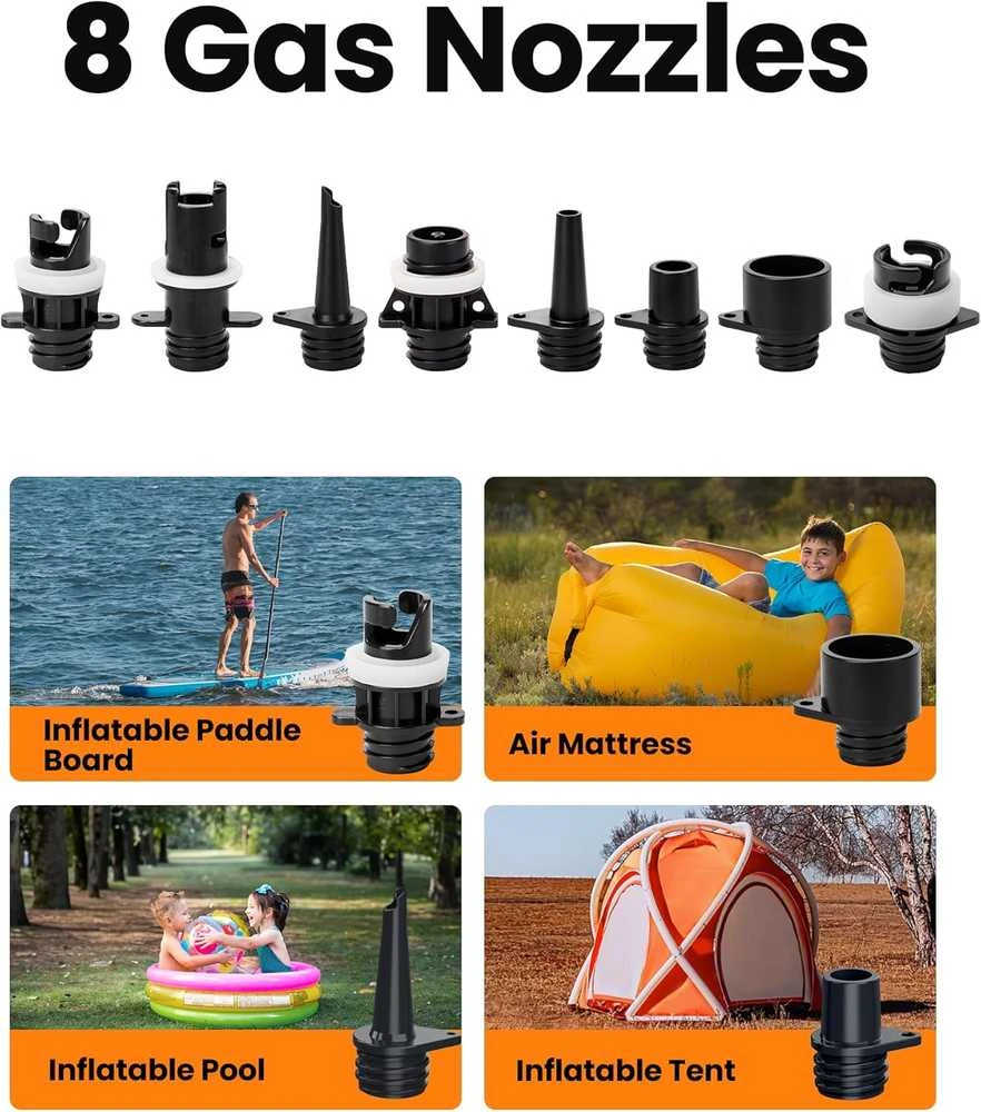 OutdoorMaster elektrinė pompa SUP lentoms, 88,8 Wh akumuliatorius, 20 PSI, USB-C, Shark 2S
