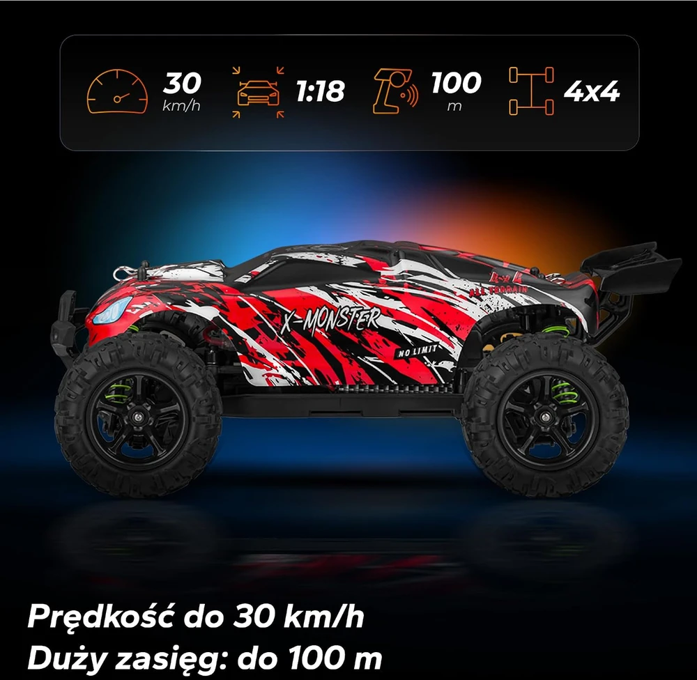 Overmax nuotoliniu būdu valdomas RC automobilis 1:18, 4x4, 45 km/h, OV-X-MONSTER 3.5