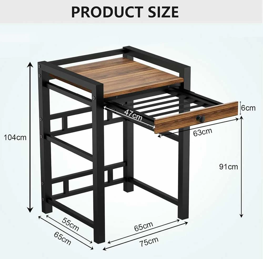OVLRIJP skalbimo mašinos ir džiovyklės stovas su ištraukiama lentyna, maksimali apkrova 350 kg, 75 x 65 x 104 cm