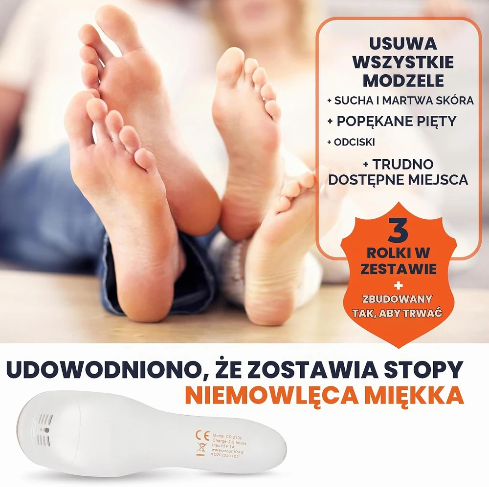 Own Harmony elektrinis pėdų šveitiklis su dulkių surinkimu, 2 greičiais ir 3 ritininėmis galvutėmis CR2100