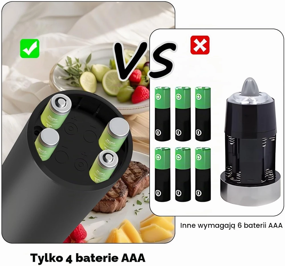 PAISHENKEJI elektrinių druskos ir pipirų malūnėlių rinkinys, 95 g, LED
