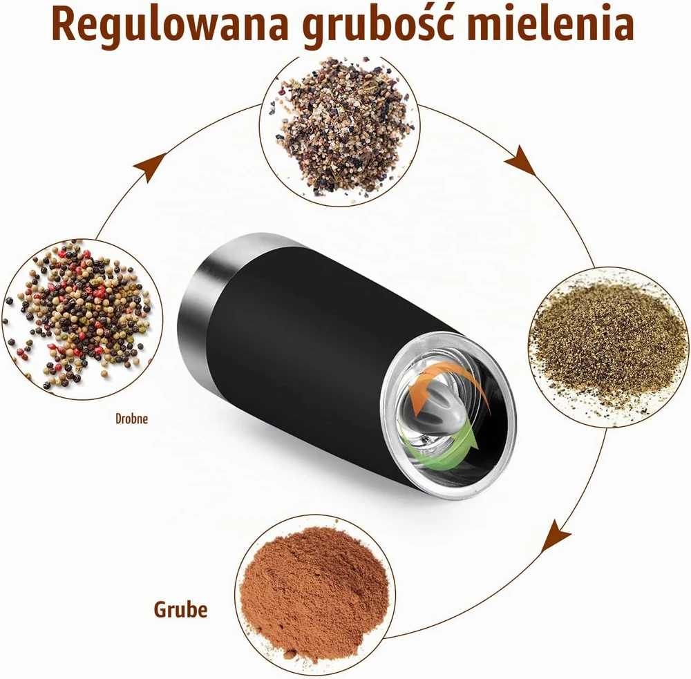 PAISHENKEJI elektrinių gravitacinių druskos ir pipirų malūnėlių rinkinys, 2 vnt.