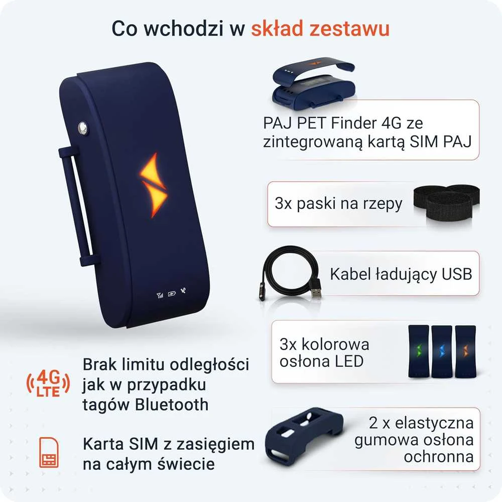 PAJ GPS gyvūnų GPS seklys, 4G, atsparus vandeniui, baterija iki 10 dienų, PET Finder 4G - blauw