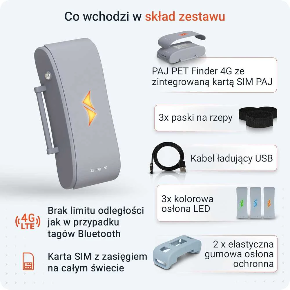 PAJ GPS šunų GPS seklys, 4G, vandeniui atsparus IP67, LED funkcija, PET Finder 4G - Pilkas