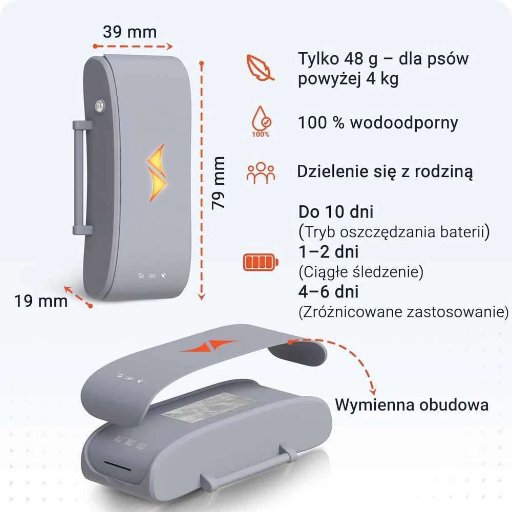 PAJ GPS šunų GPS seklys, 4G, vandeniui atsparus IP67, LED funkcija, PET Finder 4G - Pilkas