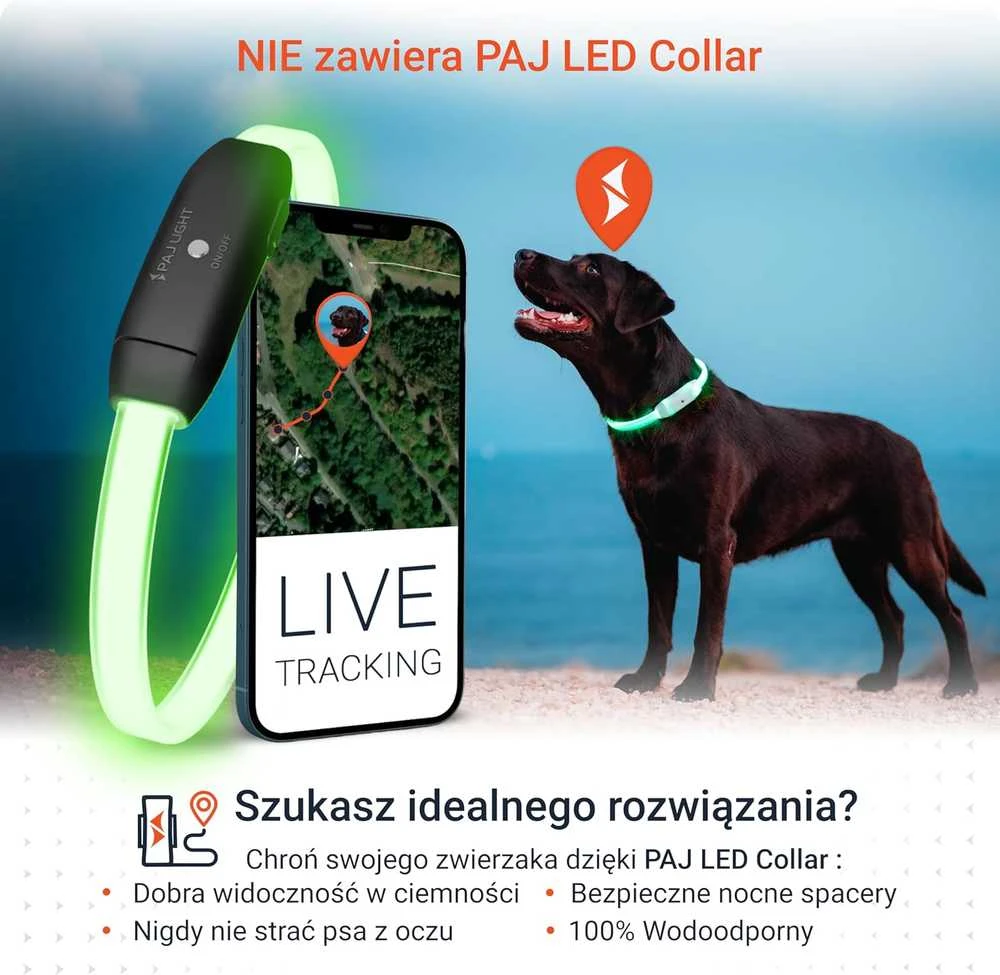 PAJ GPS šunų sekimo įrenginys su GPS, 4G, IP67 atsparus vandeniui, LED diodas, baterija iki 10 dienų, PET Finder 4G