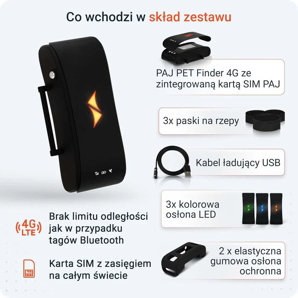 PAJ GPS šunų sekimo įrenginys su GPS, 4G, IP67 atsparus vandeniui, LED diodas, baterija iki 10 dienų, PET Finder 4G