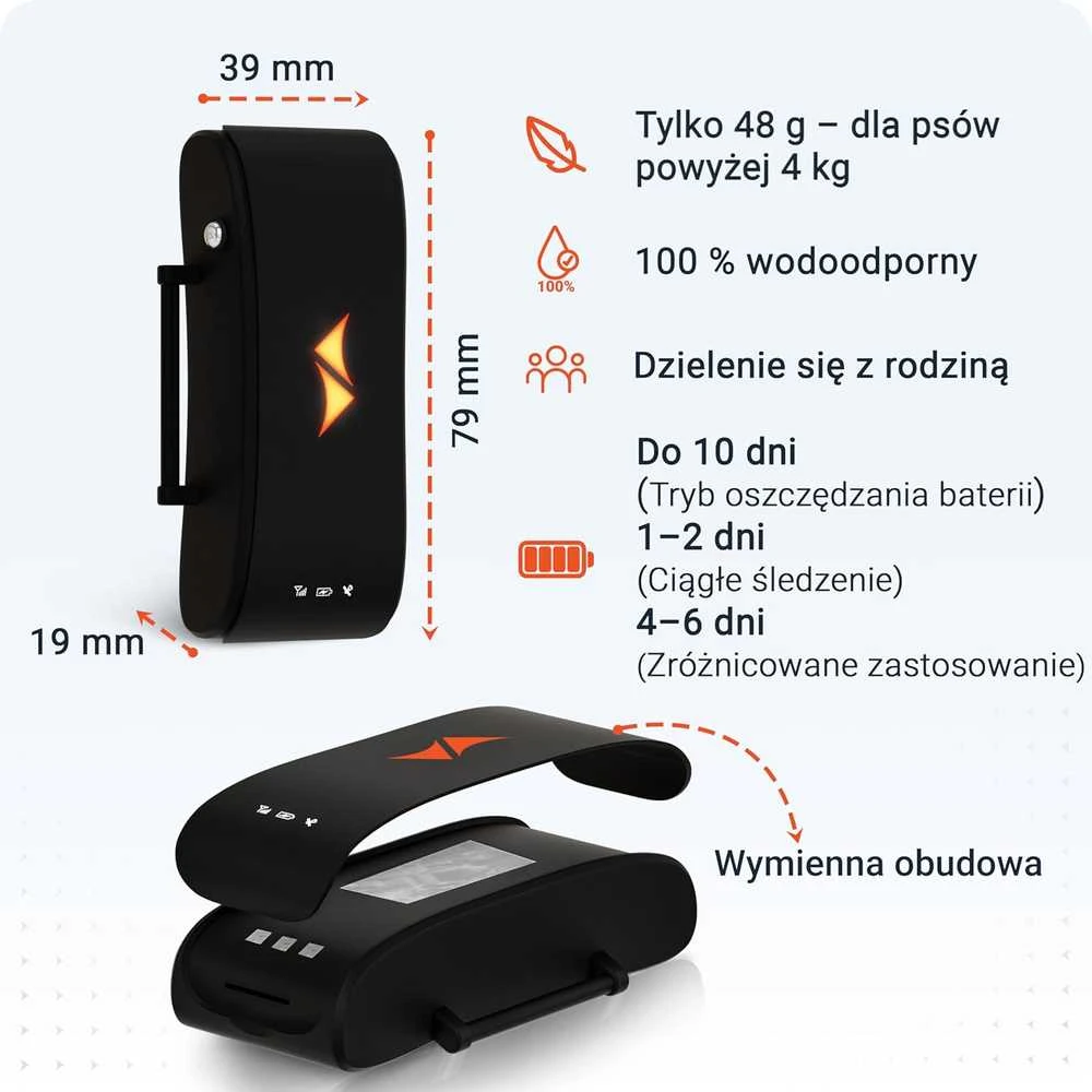 PAJ GPS šunų sekimo įrenginys su GPS, 4G, IP67 atsparus vandeniui, LED diodas, baterija iki 10 dienų, PET Finder 4G