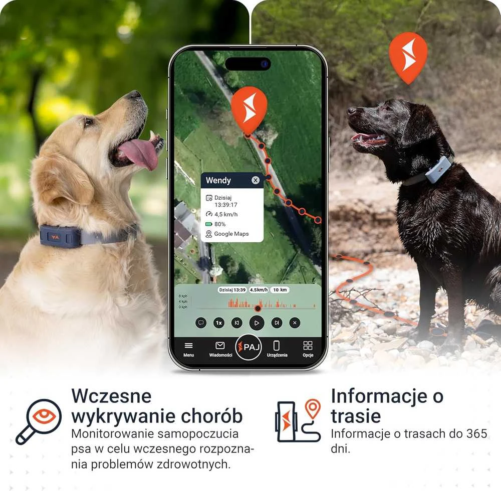PAJ GPS šunų sekimo įrenginys su GPS, 4G, IP67 atsparus vandeniui, LED diodas, baterija iki 10 dienų, PET Finder 4G
