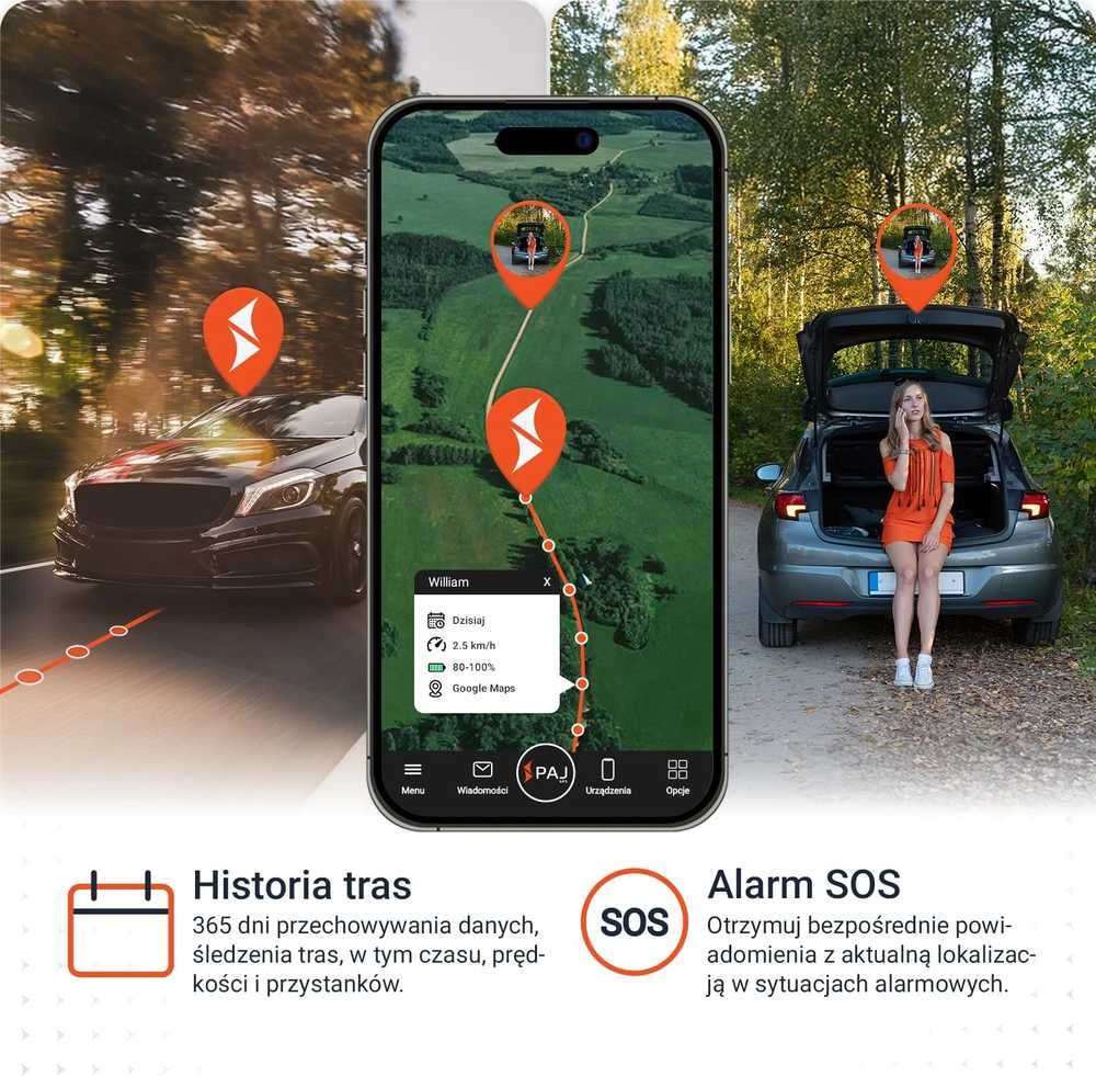 PAJ GPS USB transporto priemonių GPS seklys su 4G, USB-C įkrovimu, 12/24 V, 47x26x85 mm, 9045