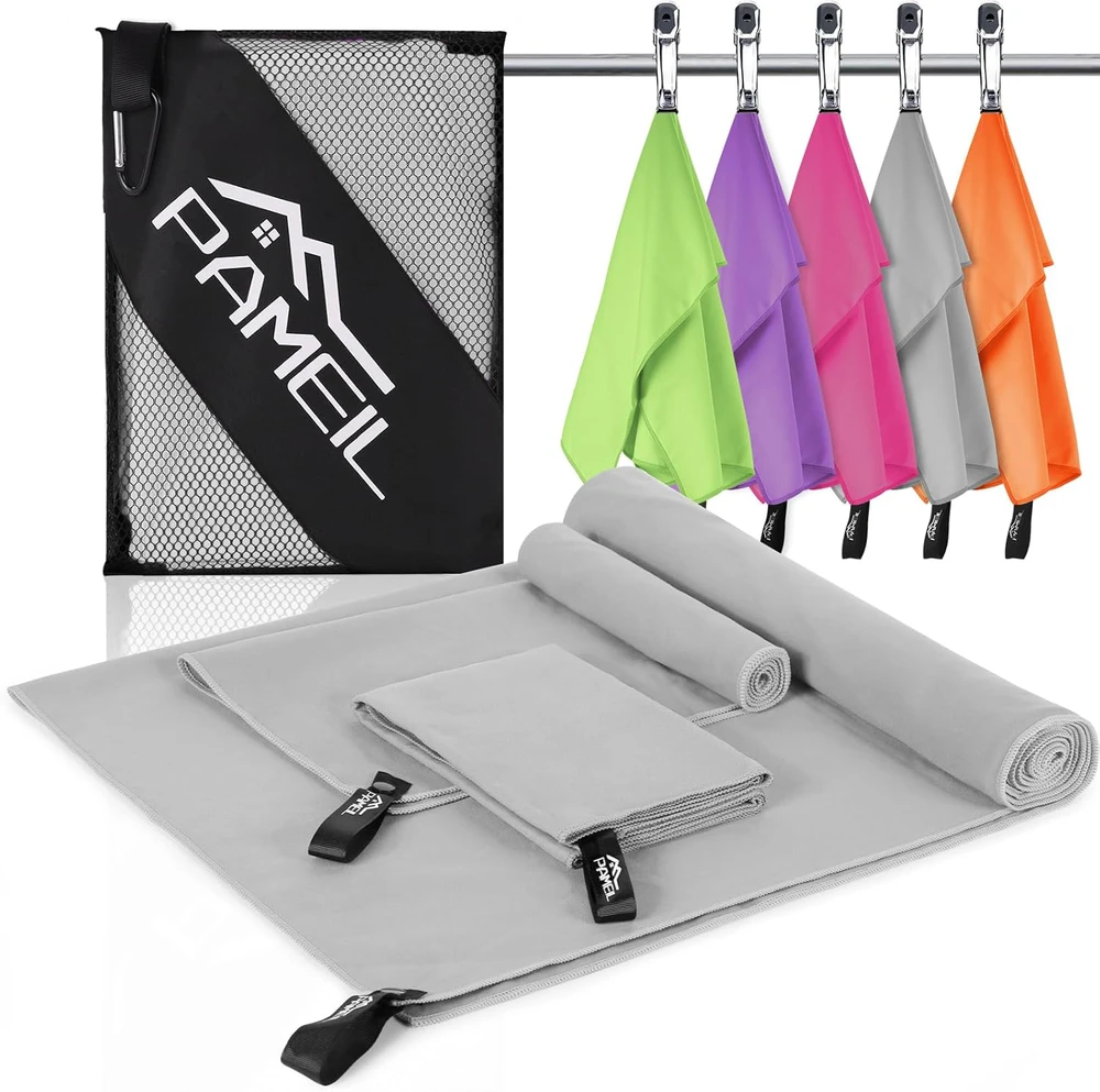 Pameil greitai džiūstančių mikrofibros sporto rankšluosčių rinkinys 3 vnt. 160x80 cm ir 80x40 cm C004-066-DE