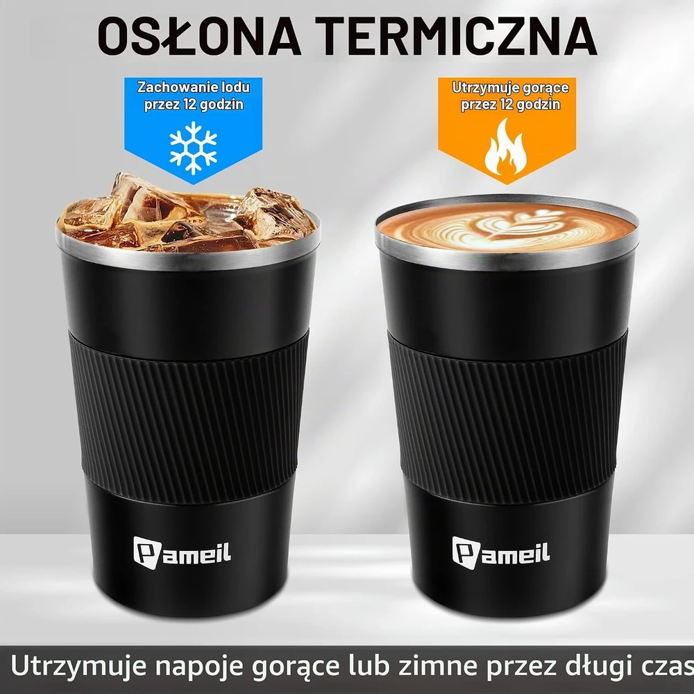 Pameil nerūdijančiojo plieno termopuodelis 380 ml su dvigubomis sienelėmis C010-005