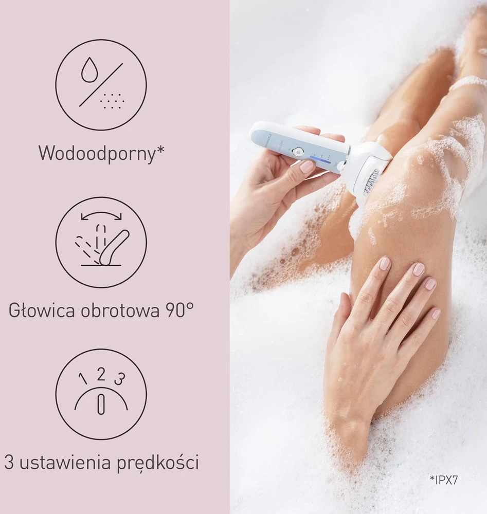 Panasonic depiliatorius, 90° lanksti galvutė, dvigubas diskas su 60 pincetų, trys greičiai, ES-EY90-A503