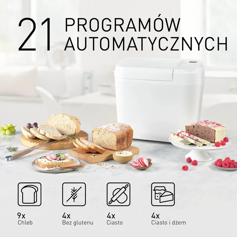 Panasonic | Duonkepė | SD-B2510 | Galia 550 W | Programų skaičius 21 | Ekranas Taip | Baltas