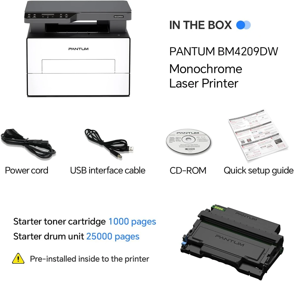 Pantum daugiafunkcinė lazerinė spausdintuvas BM4209DW, Wi-Fi, 30 psl./min., automat. dupleksas