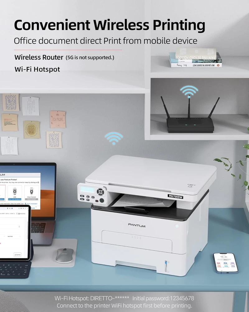 Pantum daugiafunkcinė lazerinė spausdintuvas M6700DW, A4, 30 psl./min, automatinis dvipusis, Wi-Fi, USB, Tinklinis, LCD
