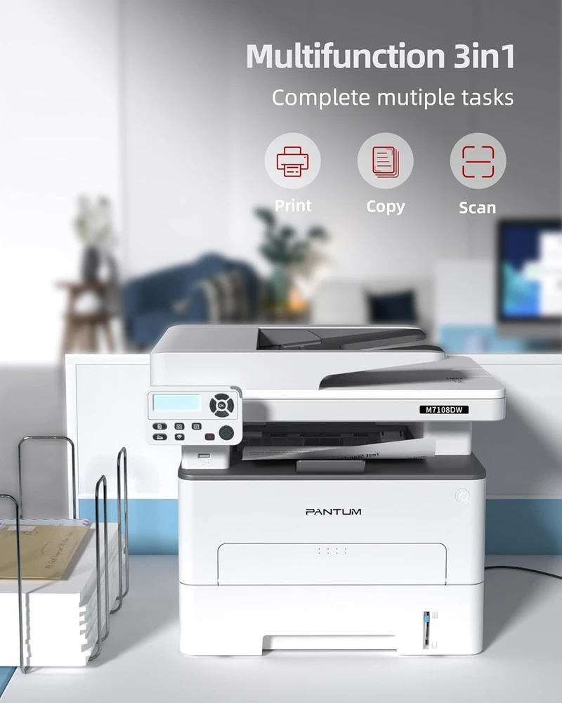 Pantum daugiafunkcis lazerinis spausdintuvas M7108DW, A4, 33 psl./min., Wi-Fi, automatinis dupleksas