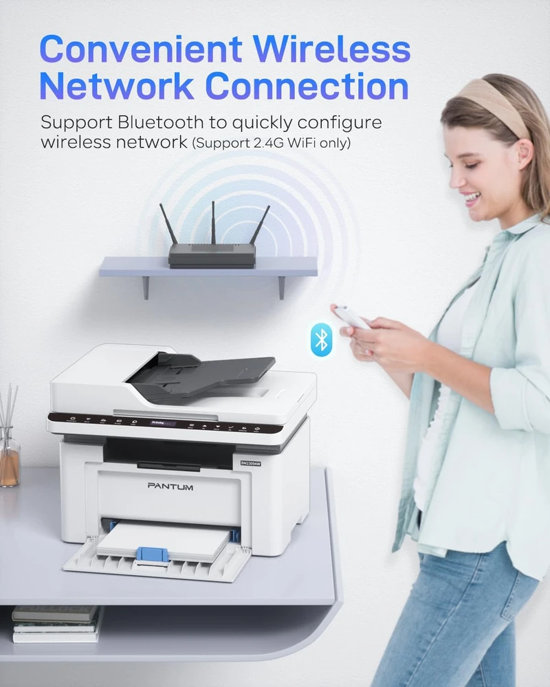 Pantum daugiafunkcis lazerinis spausdintuvas BM2309AW, automatinis dokumentų tiektuvas, Wi-Fi, USB, A4, iki 20 psl./min