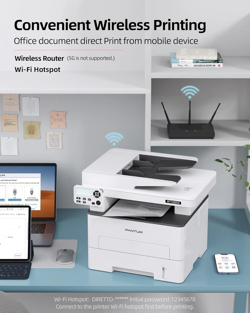 Pantum daugiafunkcis lazerinis spausdintuvas M7108DW, A4, 33 psl./min., Wi-Fi, automatinis dupleksas