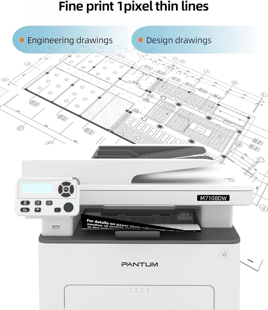 Pantum daugiafunkcis lazerinis spausdintuvas M7108DW, A4, 33 psl./min., Wi-Fi, automatinis dupleksas