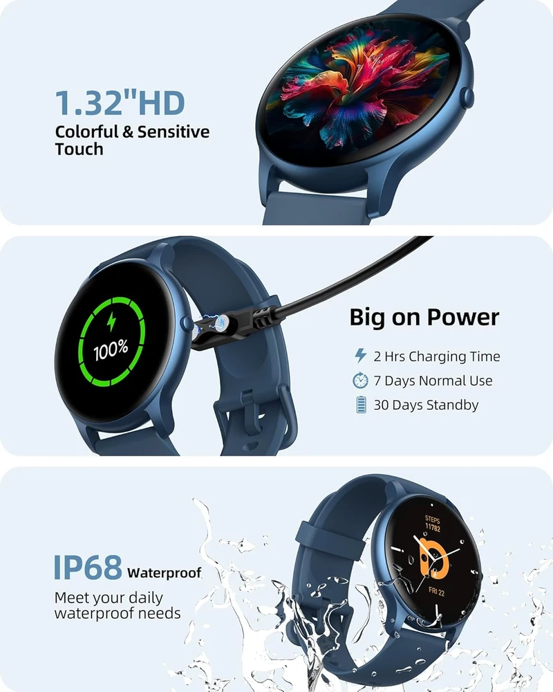Parsonver išmanusis laikrodis, 1,32 colio AMOLED, Bluetooth, 100+ sporto režimų, SPROD1