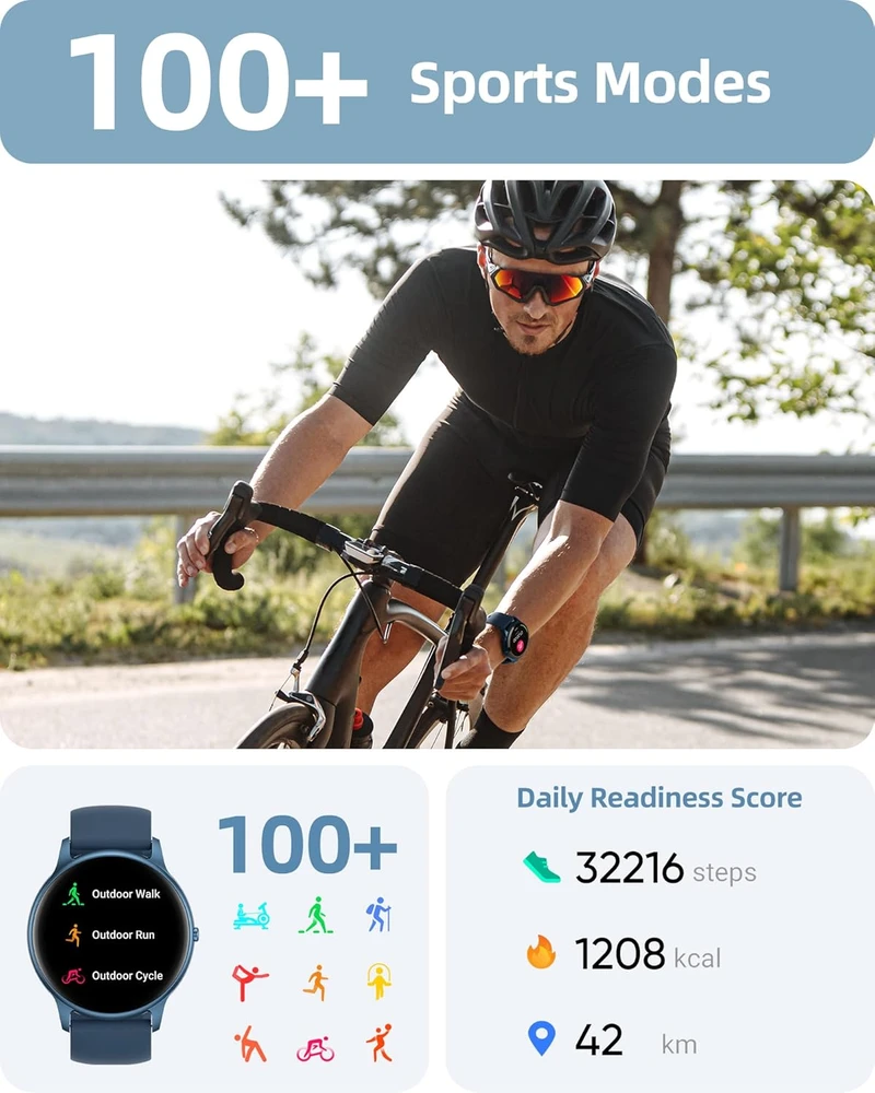 Parsonver išmanusis laikrodis, 1,32 colio AMOLED, Bluetooth, 100+ sporto režimų, SPROD1