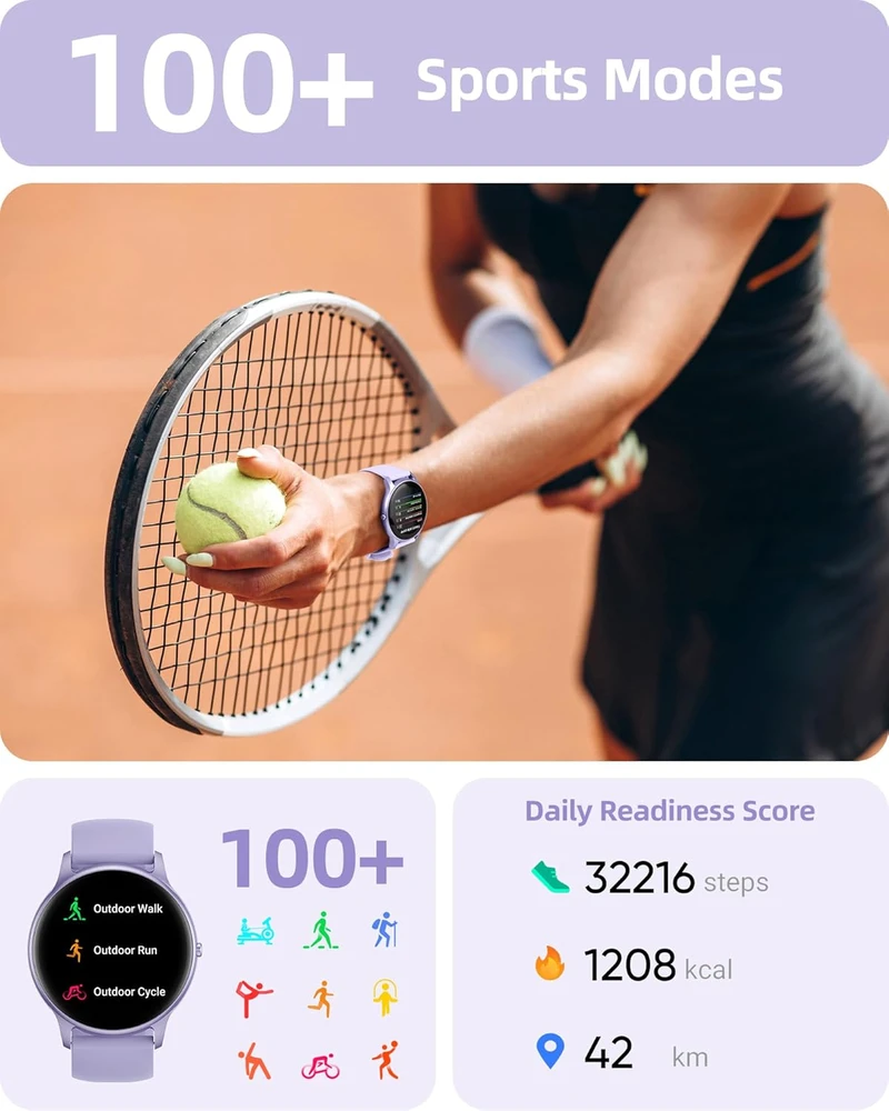 Parsonver išmanusis laikrodis, Bluetooth skambučiai, 100+ sporto režimų, IP68, 1,32 colio ekranas, SPROD1