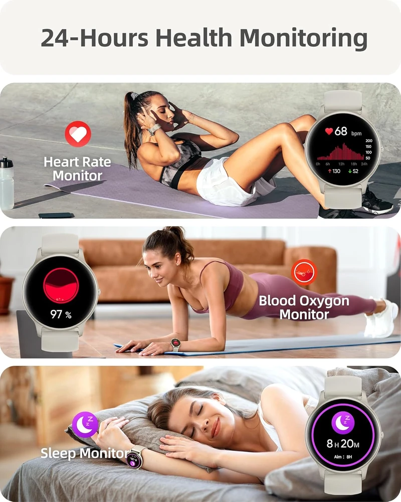 Parsonver išmanusis laikrodis, Bluetooth skambučiai, 100 sporto režimų, sidabrinės spalvos, SR1