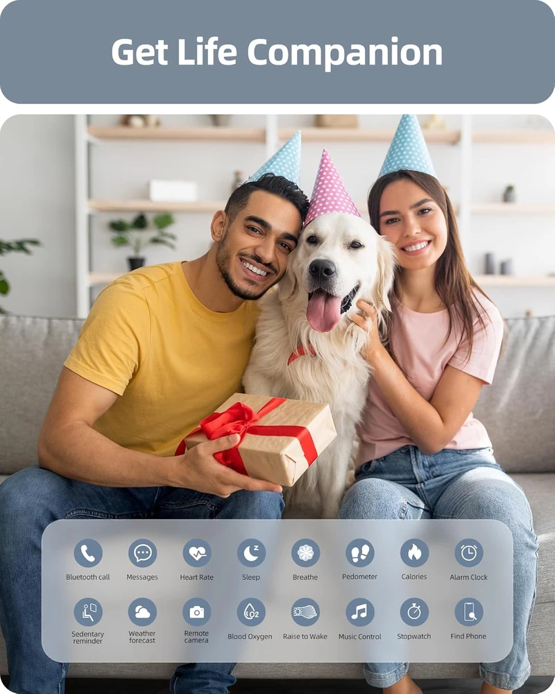 Parsonver išmanusis laikrodis Bluetooth skambinimas IP68, 1,32 colio HD ekranas, daugiau nei 100 sporto režimų, SpO2, pulsas