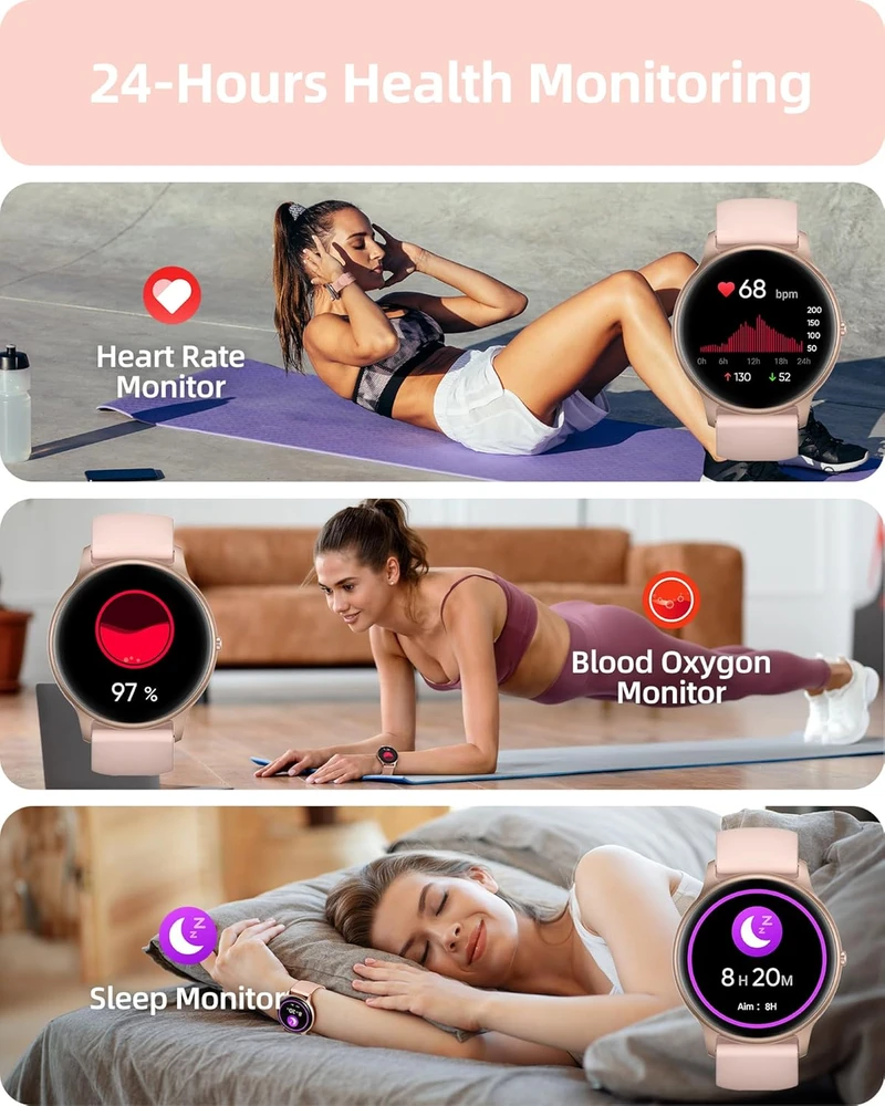 Parsonver išmanusis laikrodis moterims, 1,32 colio HD ekranas, Bluetooth skambučiai, IP68, 100 sporto režimų, rožinio aukso SPROD1